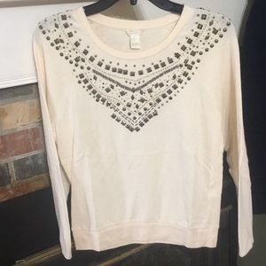 Cream light sweater with jewel design
